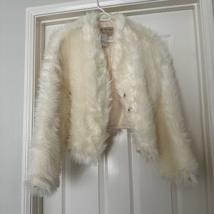Free People Faux Fur Ivory Jacket